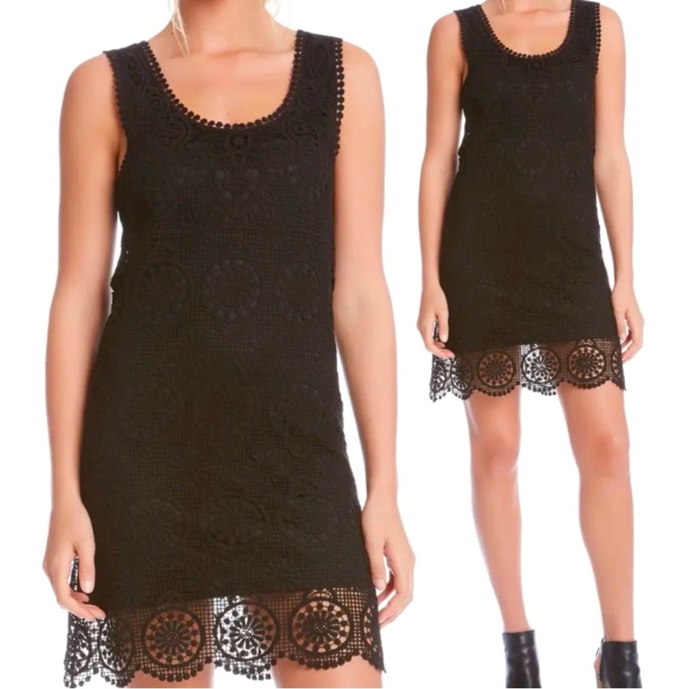 Karen Kane Black Sleeveless Crochet Slip Dress Womens Size M